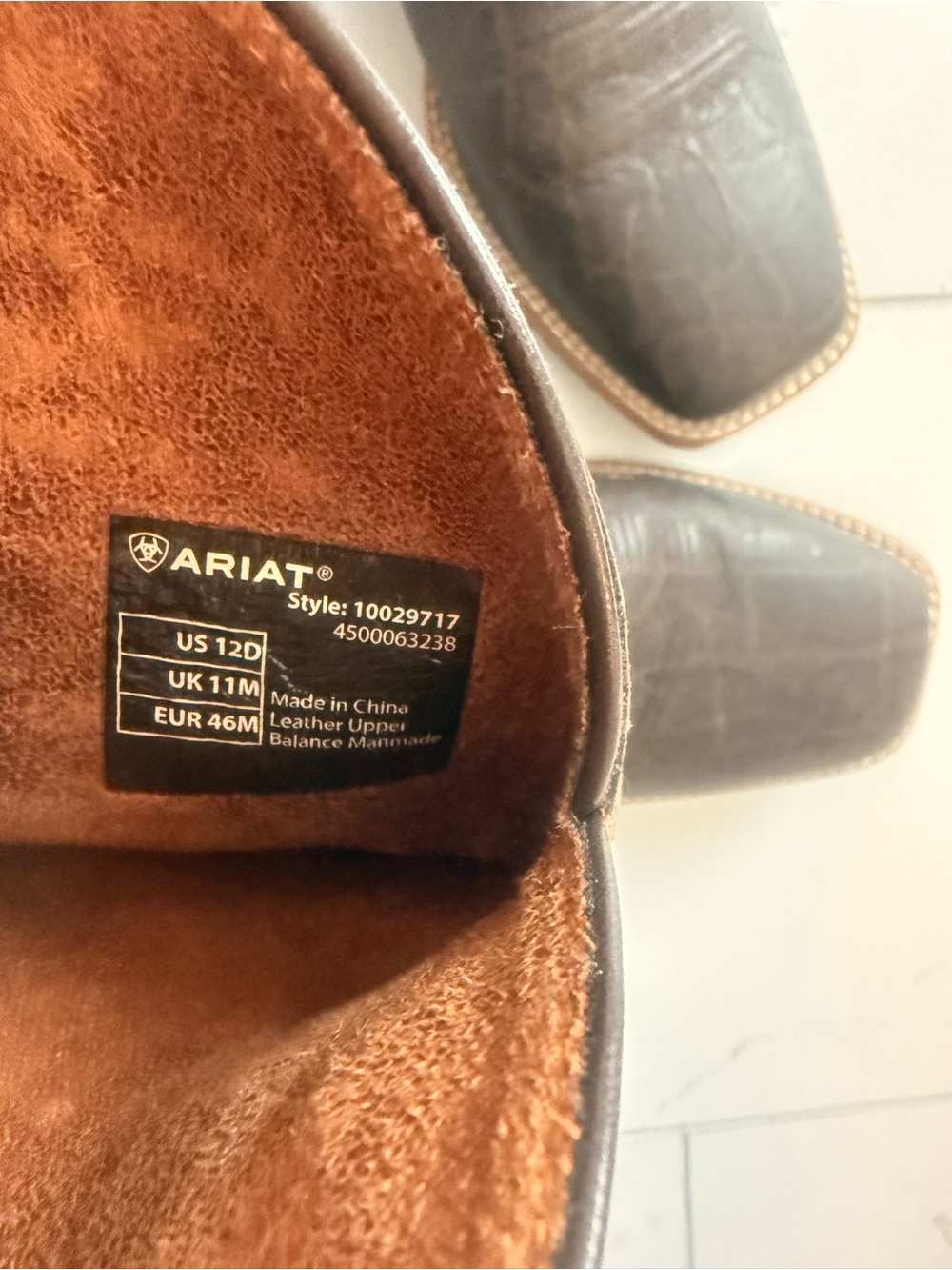 Ariat Brown Leather Western Boot Heel with Embossed Logo ATS Size 12D - Picture 8 of 8